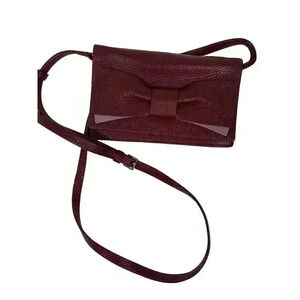 Kate Spade Excellent Cond Jacienda Eden Lane Merlot Bow Crossbody Clutch Bag